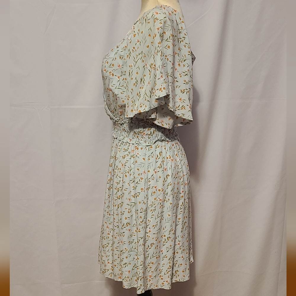 Altar'd State Light Sage Floral Smocked-Waist Dress - Picture 5 of 10